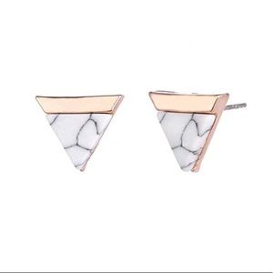 ❌SOLD❌ White Marble Triangular Stud with Gold